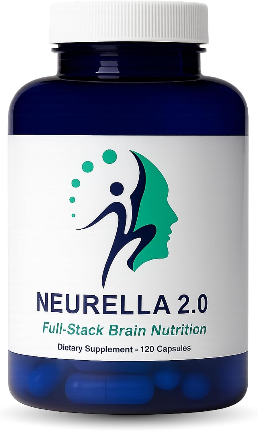 Neurella 2.0 Nootropic Brain Supplement – Suplemento Cognitivo para Adultos con NAC, Ashwagandha y Vitamina B12, 120 Cápsulas Veganas