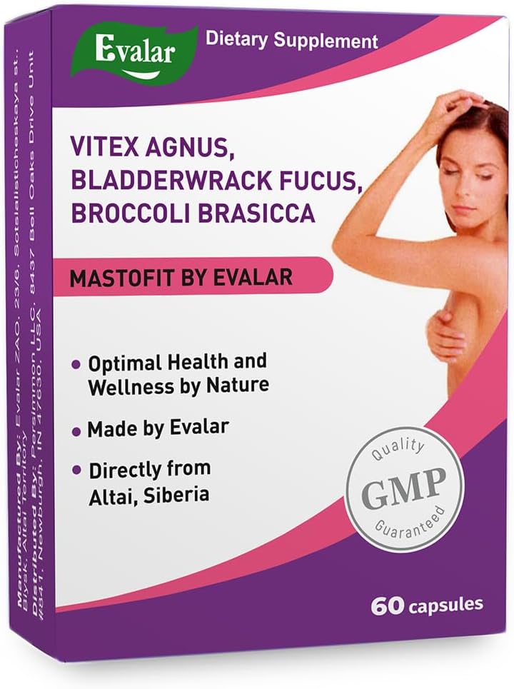 Evalar Mastofit - Vitex, Bladderwrack y Brócoli - 60 Cápsulas - Suplemento Herbal Vegano