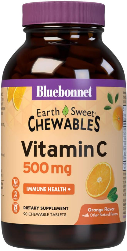 Bluebonnet EarthSweet Vitamina C 500 mg - 90 – Contribuye al funcionamiento normal del sistema inmunitario. – Image 1