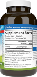 Carlson – Taurina, Aminoácido Libre, 1000 mg, 300 Cápsulas