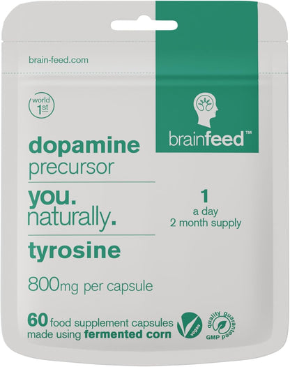 brain feed Suplemento de L-Tirosina 800mg, 60 Cápsulas Veganas – Image 1