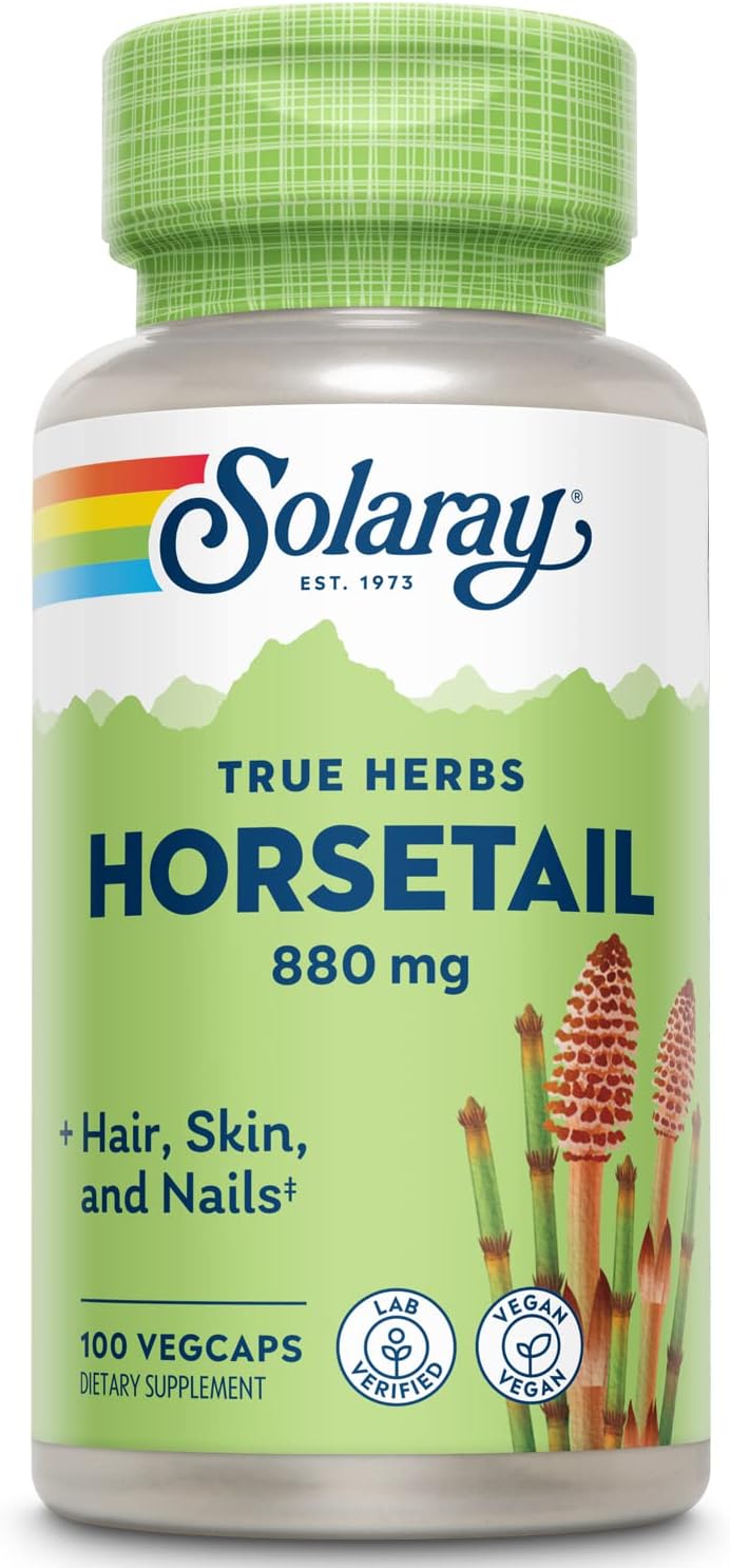 Solaray Cola de Caballo 880 mg - Suplemento con Sílice Natural - 100 Cápsulas Veganas