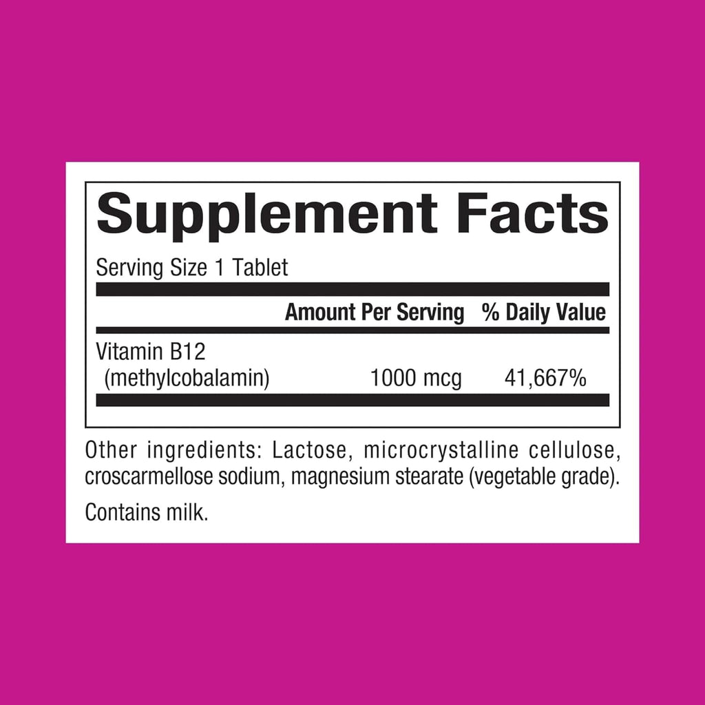 Natural Factors Vitamina B12 Metilcobalamina 1000 mcg Comprimidos de Disolución Rápida