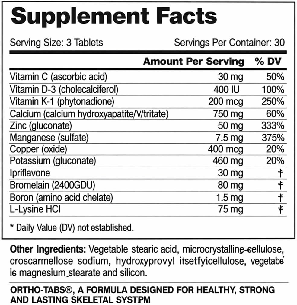 Ortho-Tabs® Suplemento de Vitaminas y Minerales para la Salud Ósea
