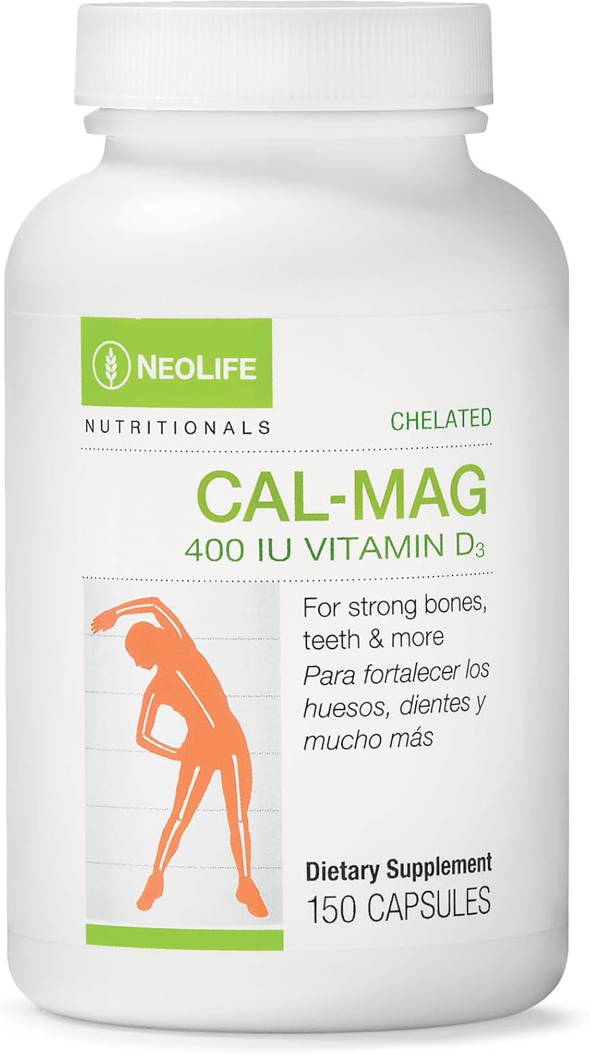NeoLife – Cal-Mag Quelado con Vitamina D 400 UI | 150 Cápsulas Blandas