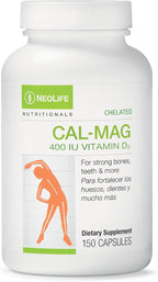 NeoLife – Cal-Mag Quelado con Vitamina D 400 UI | 150 Cápsulas Blandas