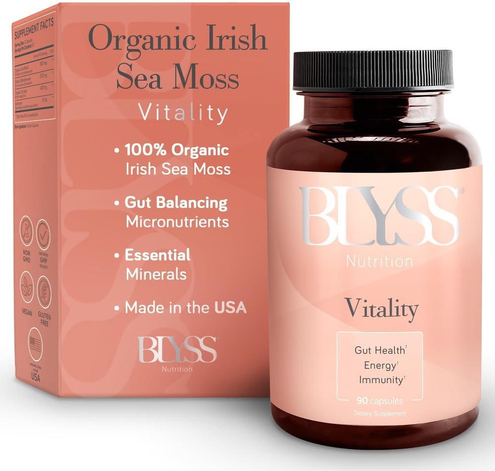 BLYSS Nutrition Musgo Marino Irlandés Orgánico con Bardana y Fucus - 60 Cápsulas Veganas