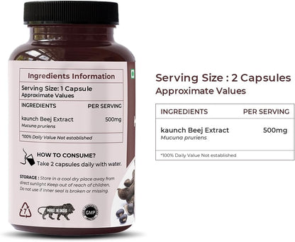 SAPTAMVEDA Kaunch Beej Extracto Natural 500mg, 60 Cápsulas Vegetales – Image 7