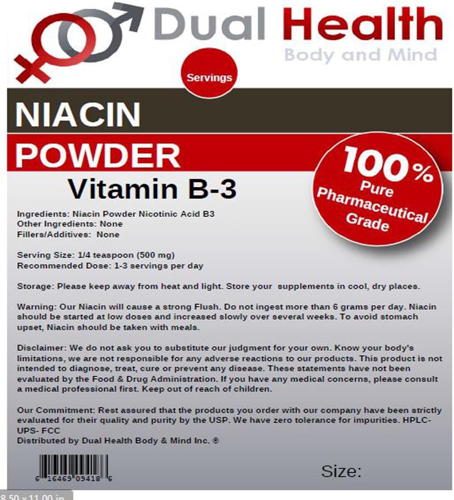 Niacin Powder (2 lbs) - Immediate Release Vitamin B3 with Flush - Pure Nicotinic Acid
