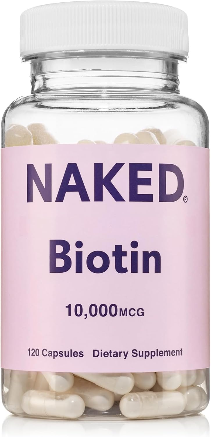 NAKED Biotina 10,000mcg – 120 Cápsulas – Suplemento de Vitamina B7