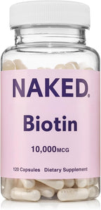NAKED Biotina 10,000mcg – 120 Cápsulas – Suplemento de Vitamina B7