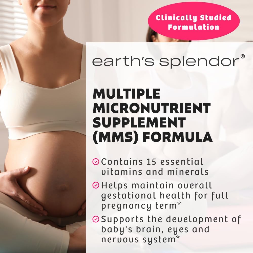 Earth's Splendor Prenatal Multivitamin - Complejo Prenatal con Ácido Fólico, Hierro y Calcio - 180 Comprimidos