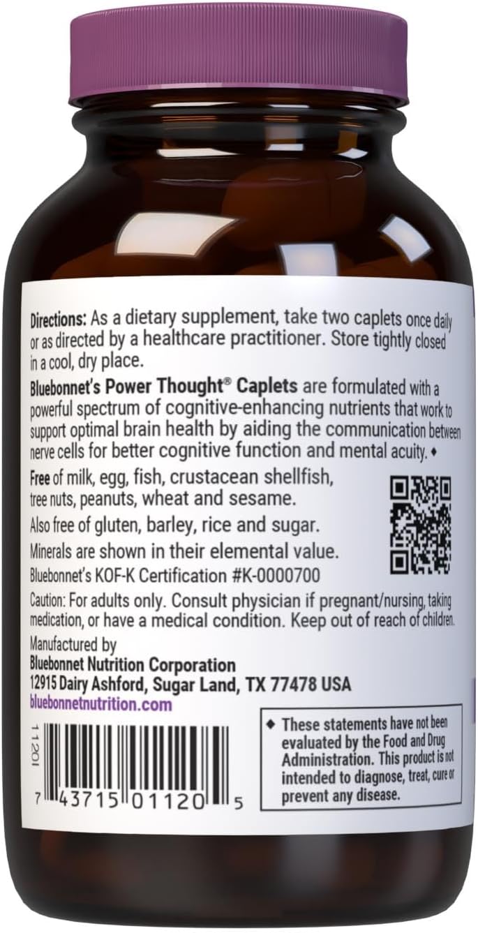 BlueBonnet Power Thought - Suplemento para la Salud Cerebral, 60 Comprimidos