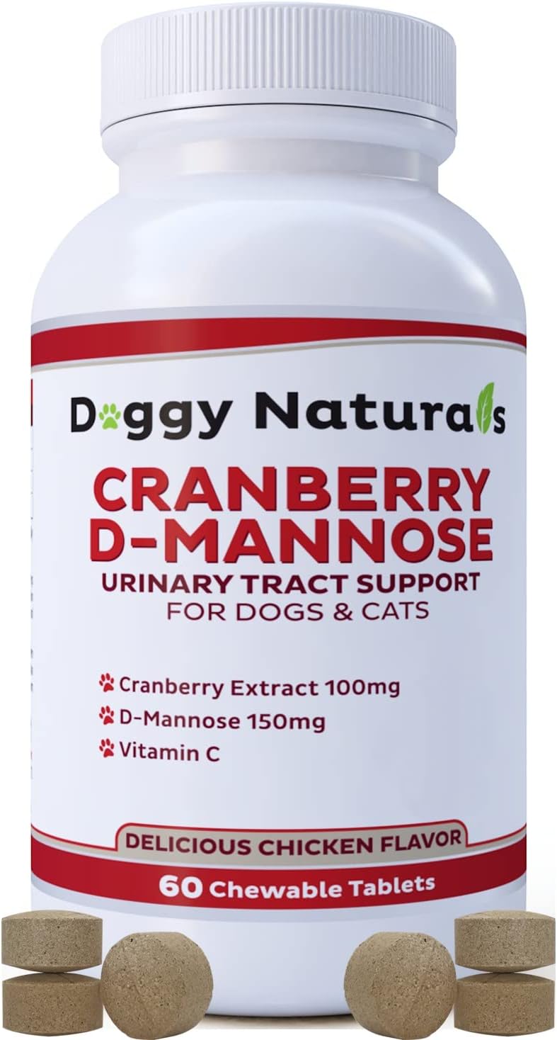 Cranberry D-Mannose para Perros y Gatos - Apoyo Urinario - Tabletas Doble Concentración (60 unidades)