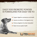 FullBucket Probiótico Diario para Perros - 150 Servicios - Polvo con Probióticos, Prebióticos y Enzimas Digestivas