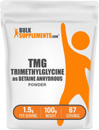 BulkSupplements.com TMG en Polvo - Trimetilglicina como Betaína Anhidra, Suplemento TMG - Sin Sabor y Sin Gluten, 1.5g por Ración, 250g (8.8 oz) (Paquete de 1)