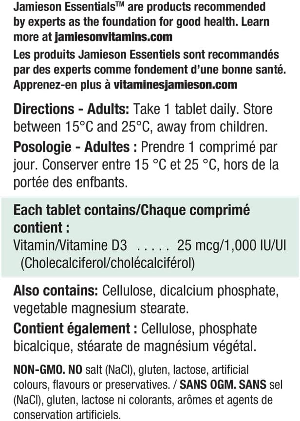 Vitamin D3 1,000 IU - 240 Tablets - Jamieson