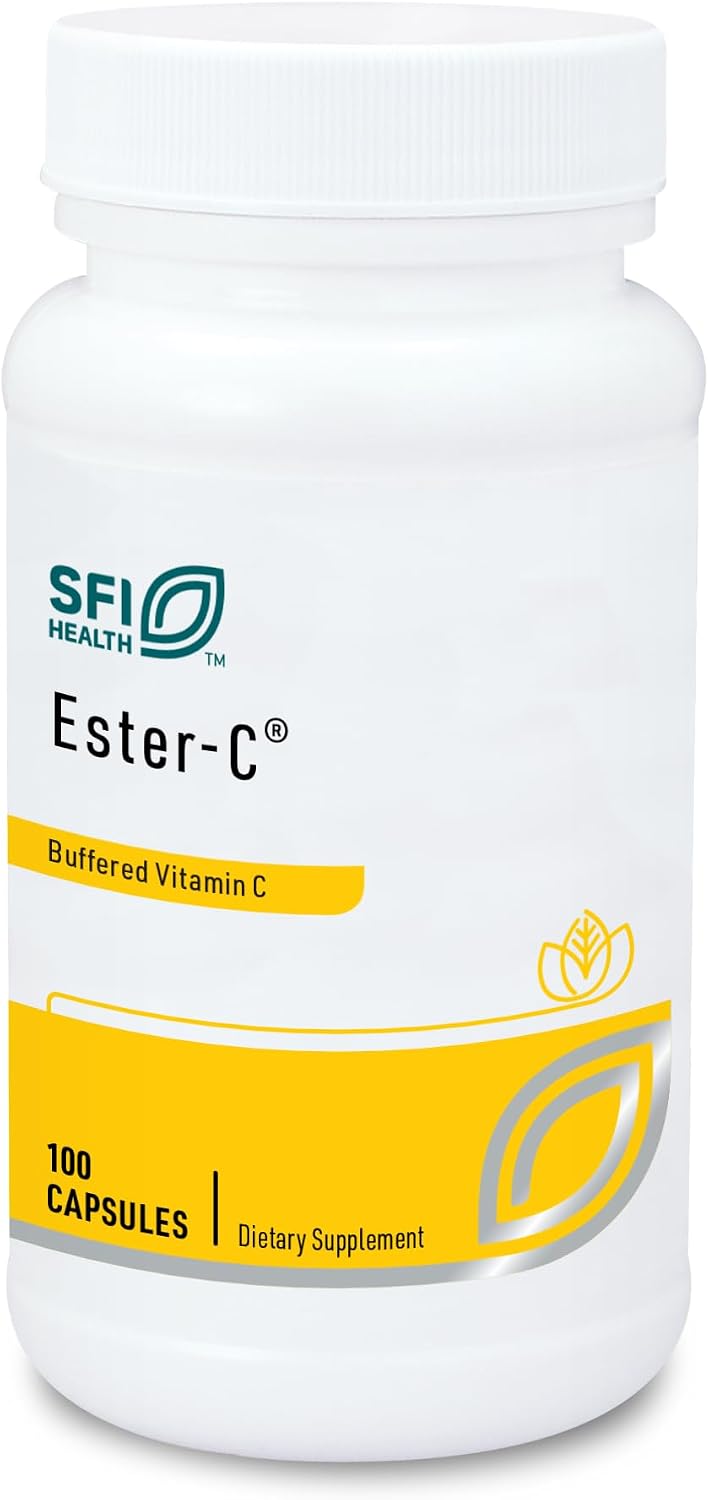 Klaire Labs SFI Health Ester-C - 500 mg de Vitamina C Tamponada - No Ácida, Suave para el Estómago - 100 Cápsulas