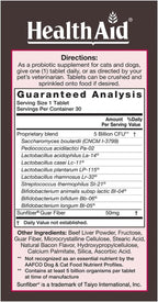 HealthAid PetProbio 5 Billion CFU Probiótico para Perros y Gatos - 10 Cepas - Sabor Natural a Carne e Hígado - No GMO, Sin Gluten