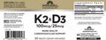 Windmill Vitamina D3 (1000 UI) y K2 (Menaquinona-7, 100mcg) - 60 Comprimidos (Paquete de 2)