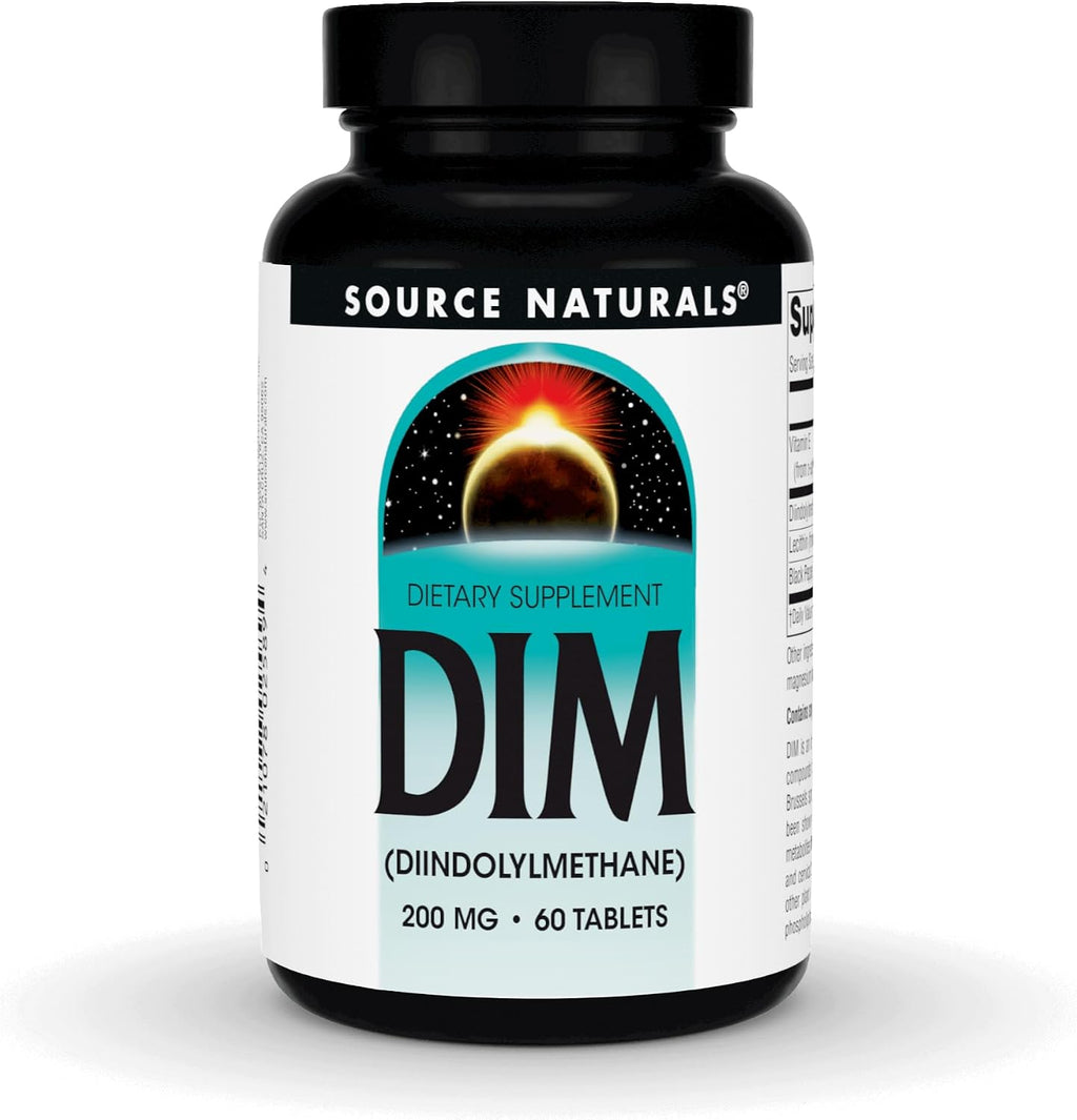 Source Naturals DIM, Diindolylmethane 200mg con BioPerine, Vitamina E y Más - 60 Comprimidos