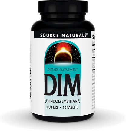 Source Naturals DIM, Diindolylmethane 200mg – DIM (diindolilmetano) : 200 mg por comprimido. Compuesto derivado de – Image 1