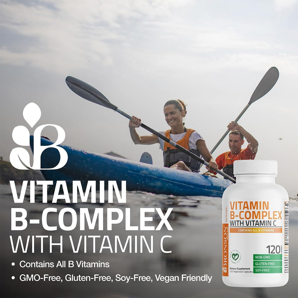 Bronson Complejo B con Vitamina C - 360 Cápsulas Vegetarianas | Apoyo Energético e Inmunitario