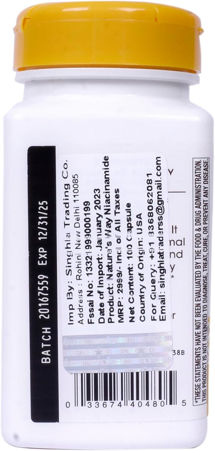 Nature's Way Niacinamida 500 mg – 100 Cápsulas (Paquete de 2)