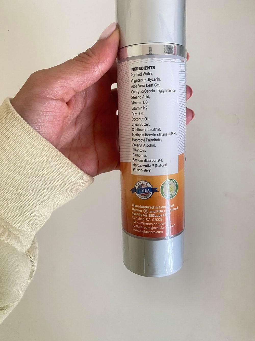 Crema de Vitamina D3 10000 UI con Vitamina K2 y Extracto de Hoja de Olivo - BioLabs PRO