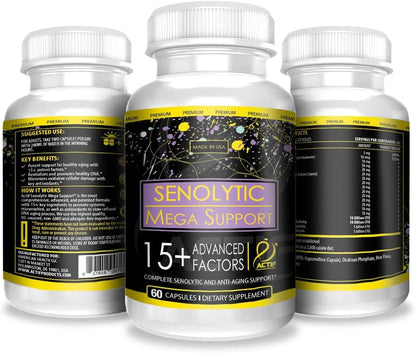 ACTIF Senolytic Support con 15+ Factores Avanzados - No Transgénico, Absorción Rápida, 60 Cápsulas