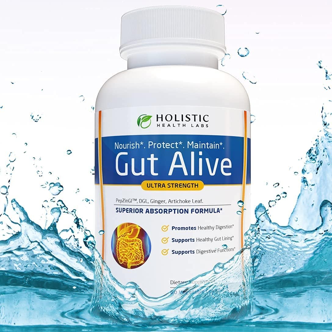 Holistic Health Labs Gut Alive - Apoyo Natural contra el Ardor, Indigestión e Hinchazón (60 Cápsulas)
