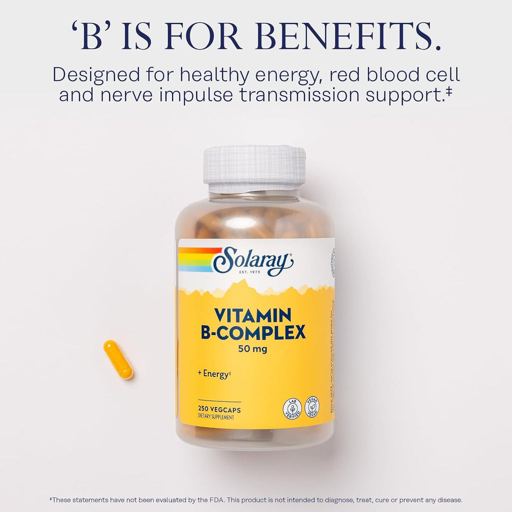 SOLARAY Complejo B 50 mg – 250 Cápsulas Veganas