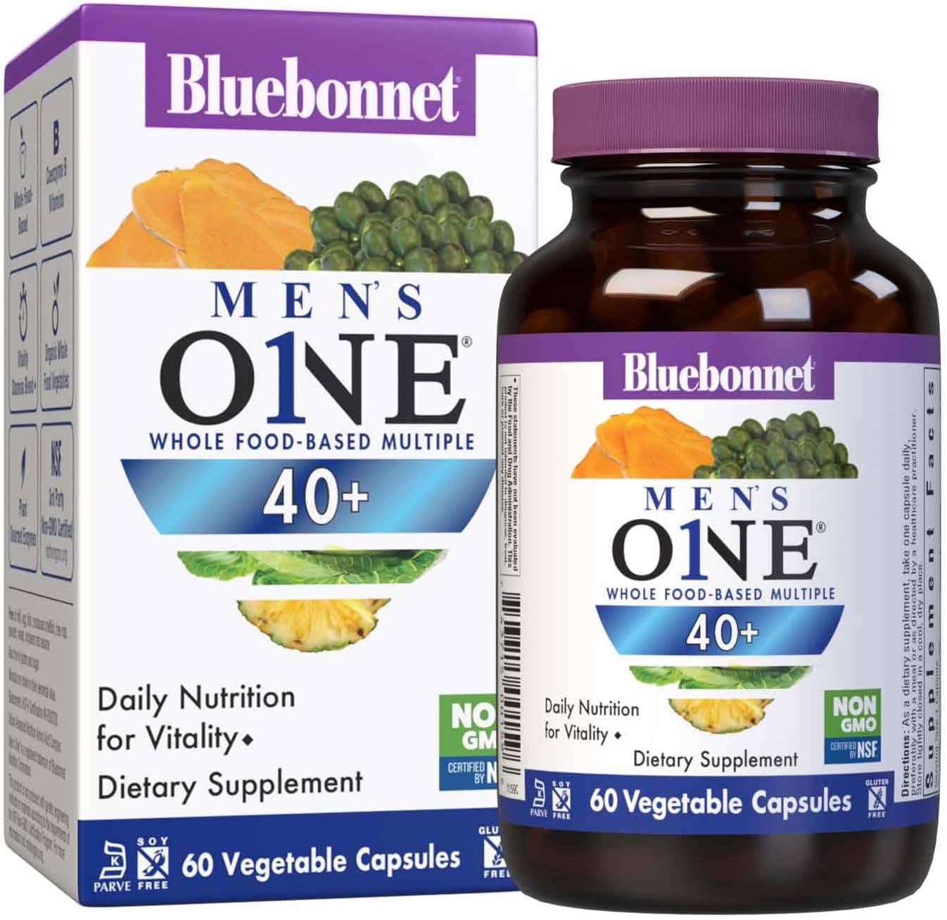 Bluebonnet Mens' ONE 40+ Multivitamínico para Hombres - 60 Cápsulas Vegetales