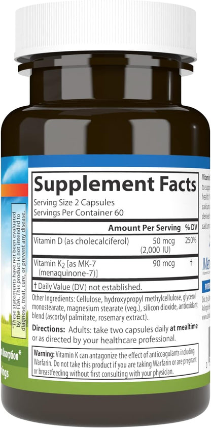 Carlson Vitamina D3 + K2, 50 mcg (2000 UI) – La vitamina D contribuye al mantenimiento de los niveles normales de – Image 2
