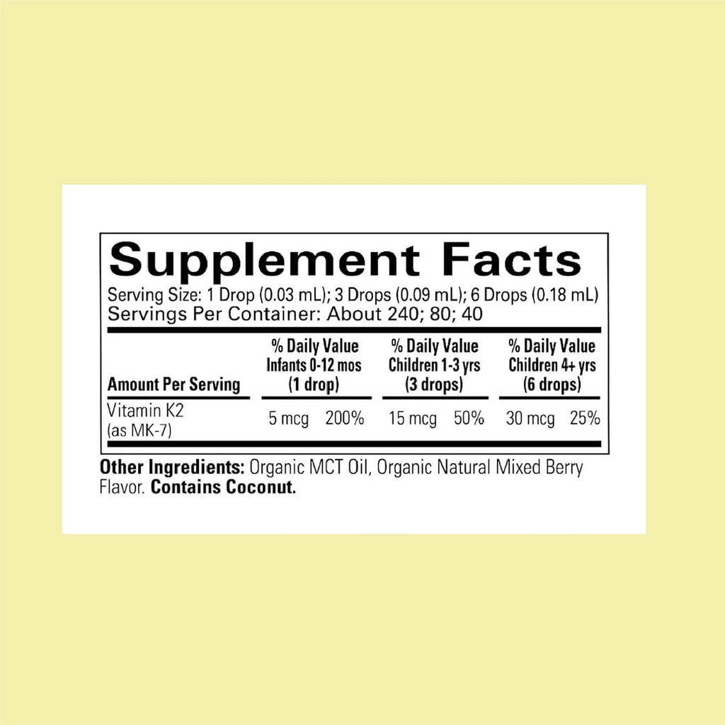 ChildLife Essentials Vitamina K2 Orgánica en Gotas - Complemento de Vitamina K para Bebés y Niños - Sabor Natural a Bayas - 0,25 oz (7,4 ml)