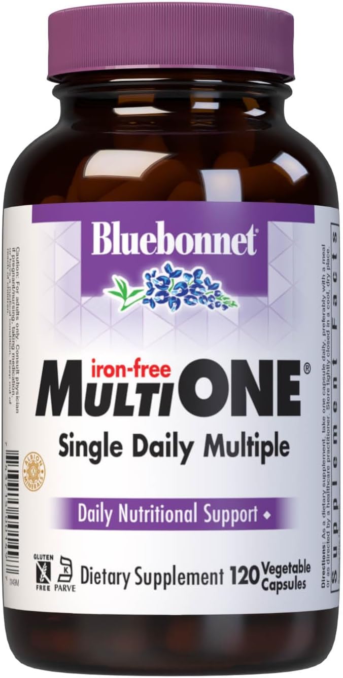 Bluebonnet Multi One (Sin Hierro) - Complejo Multivitamínico, 120 Cápsulas Vegetales