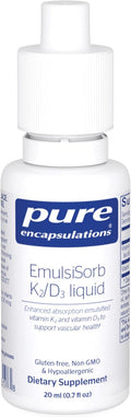 Pure Encapsulations EmulsiSorb K2/D3 Líquido | Vitamina D3 y K2 Emulsionada para Absorción Mejorada | 20 ml