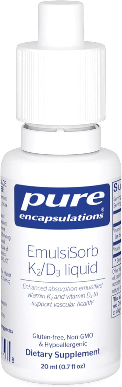 Pure Encapsulations EmulsiSorb K2/D3 Líquido – Absorción de calcio: La vitamina D contribuye a la absorción y – Image 1