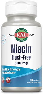 KAL Niacina 500mg Sin Enrojecimiento - Vitamina B3 Vegana - 60 Cápsulas