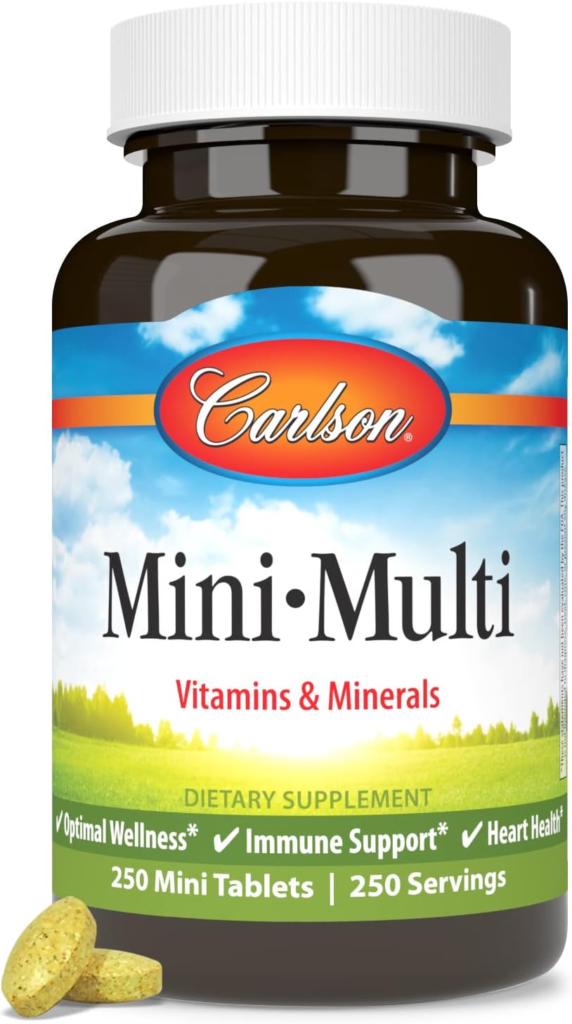 Carlson Mini-Multi Multivitamínico, 250 Comprimidos – Fáciles de Tragar, Vitaminas y Minerales Diarios