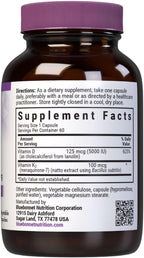 Bluebonnet Nutrition Vitamina D3 y K2, 60 Cápsulas Vegetales