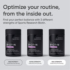 Sports Research Biotina 2.500 mcg con Aceite de Coco Orgánico - 120 Cápsulas Vegetales
