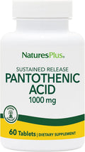 NaturesPlus Ácido Pantoténico, Liberación Sostenida - 1000 mg, 60 Comprimidos - Suplemento de Vitamina B5 de Alta Potencia - Vegano, Sin Gluten