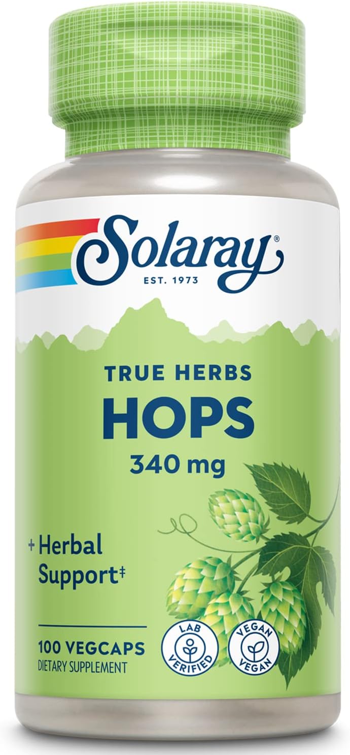 Solaray Lúpulo en Cono, Cápsulas Veganas 340 mg, 100 unidades