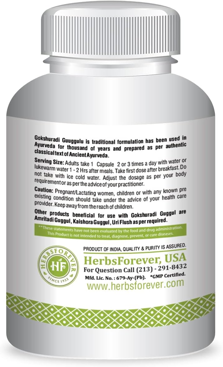 Herbsforever Gokshuradi Guggul - 90 Cápsulas Vegetales - 800 mg