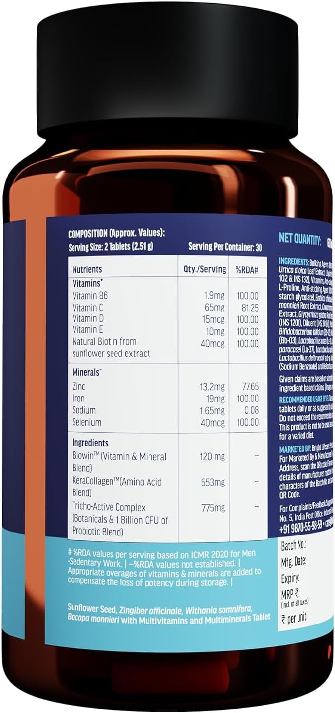 Vitals Hair Vitamin con Biotina y Bloqueadores DHT (60 Cápsulas)