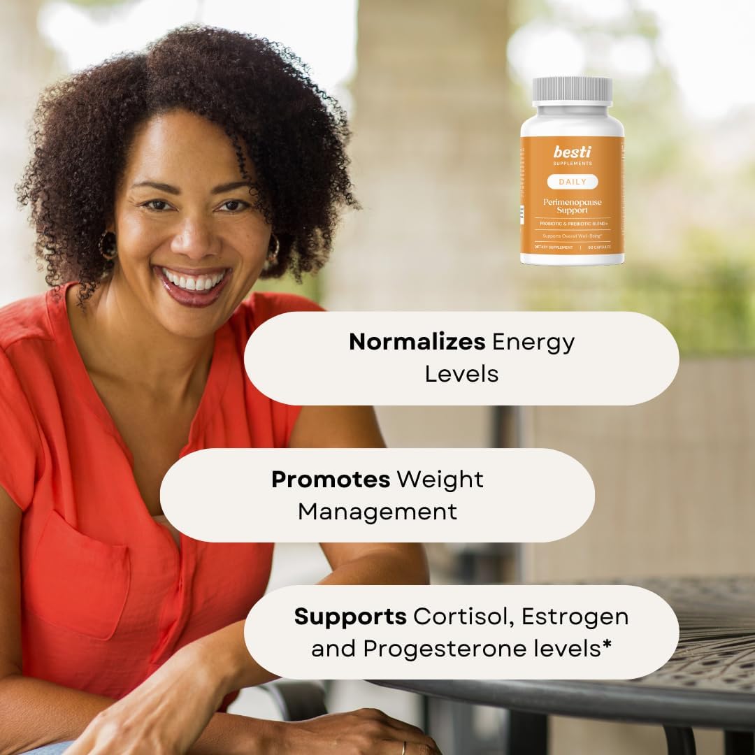 Besti Supplements Daily Perimenopause Support – Probiótico y Prebiótico – Apoya el Bienestar General – 90 Cápsulas