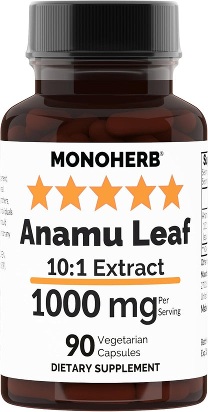 MONOHERB Pure Anamu Leaf 10:1 Extract - 1000 mg por ración - 90 Cápsulas (45 Raciones) – Image 1