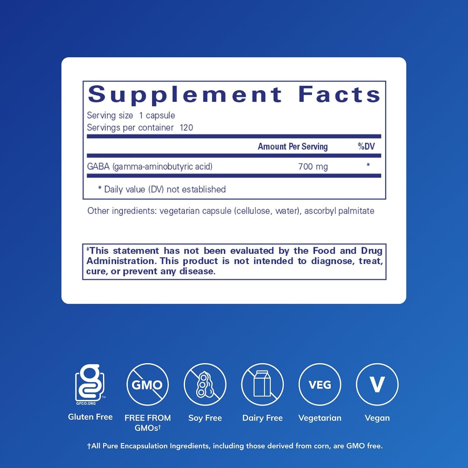 Pure Encapsulations GABA - 120 Cápsulas