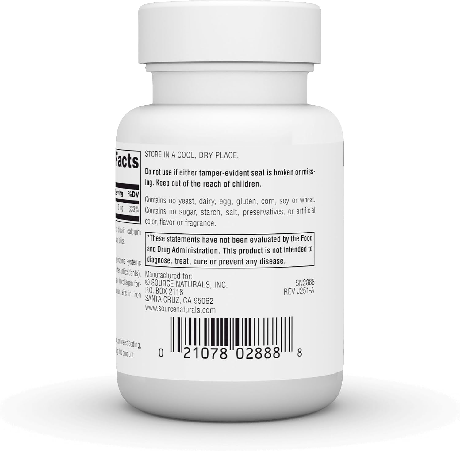 Source Naturals Cobre 3 mg - 60 Comprimidos